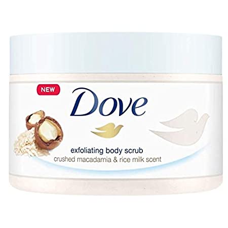 Dove Exfoliating Body Scrub, Macadamia & Rice Milk-225ml
