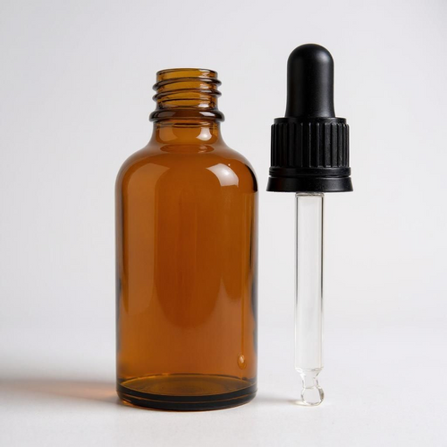 30ml glass dropper bottle with black pipette