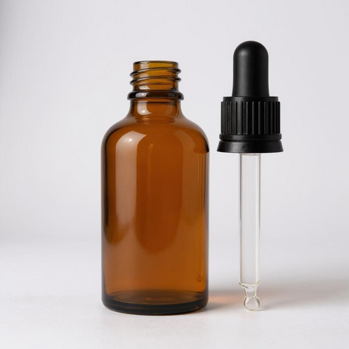 50ml glass dropper bottle with black pipette